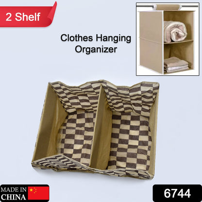 Fabric 2-shelf closet organizer, hanging design