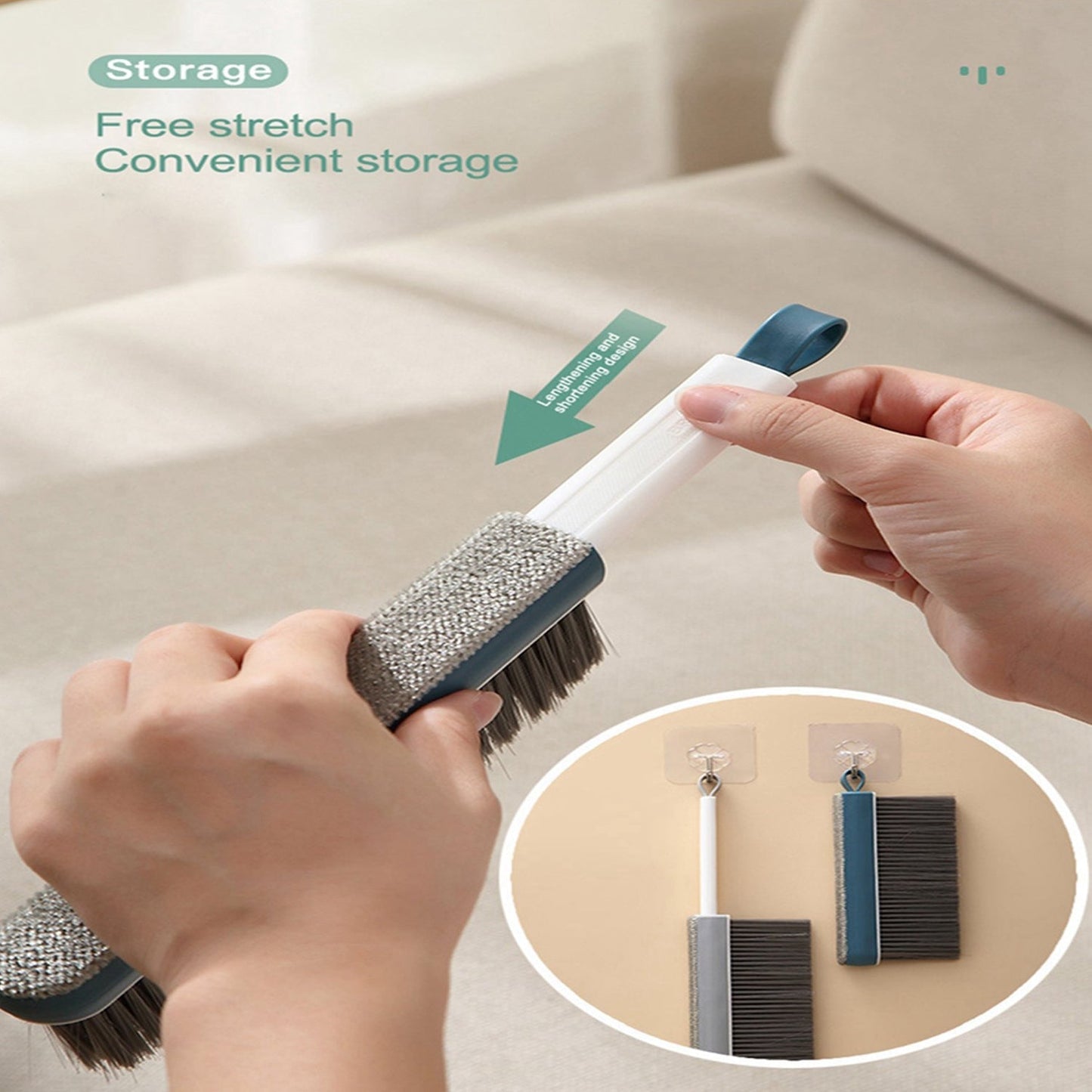 Multi-purpose long-handled cleaning brush