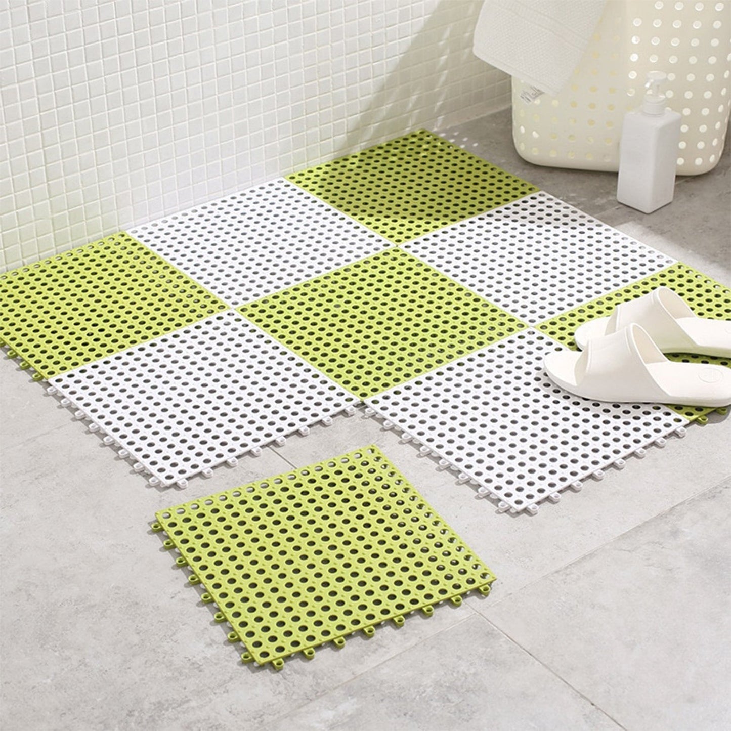 Bath mat for safety in the bathroom.