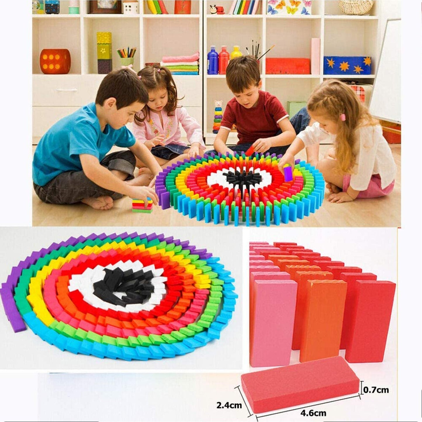 Colorful wooden domino blocks