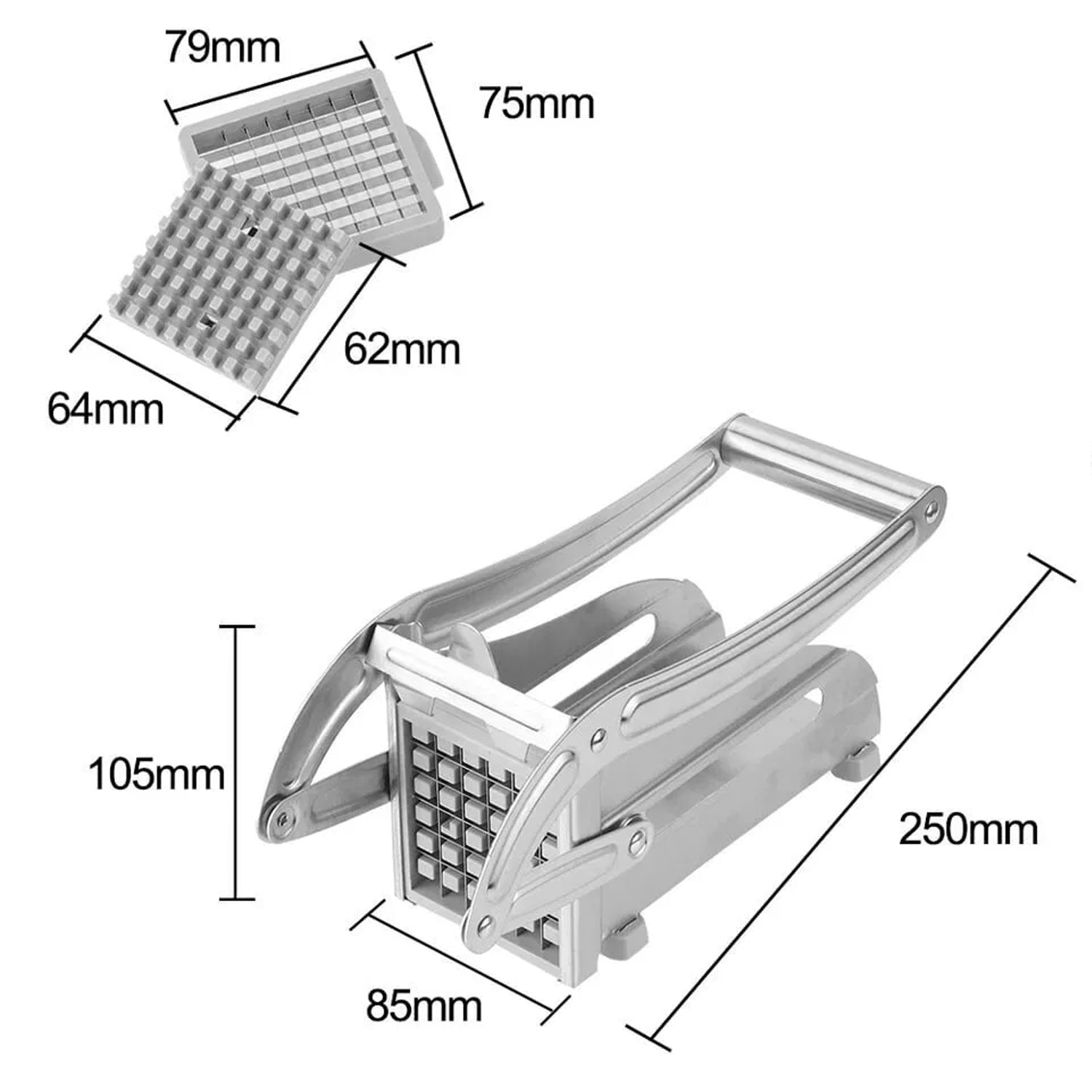 Stainless steel fries cutter