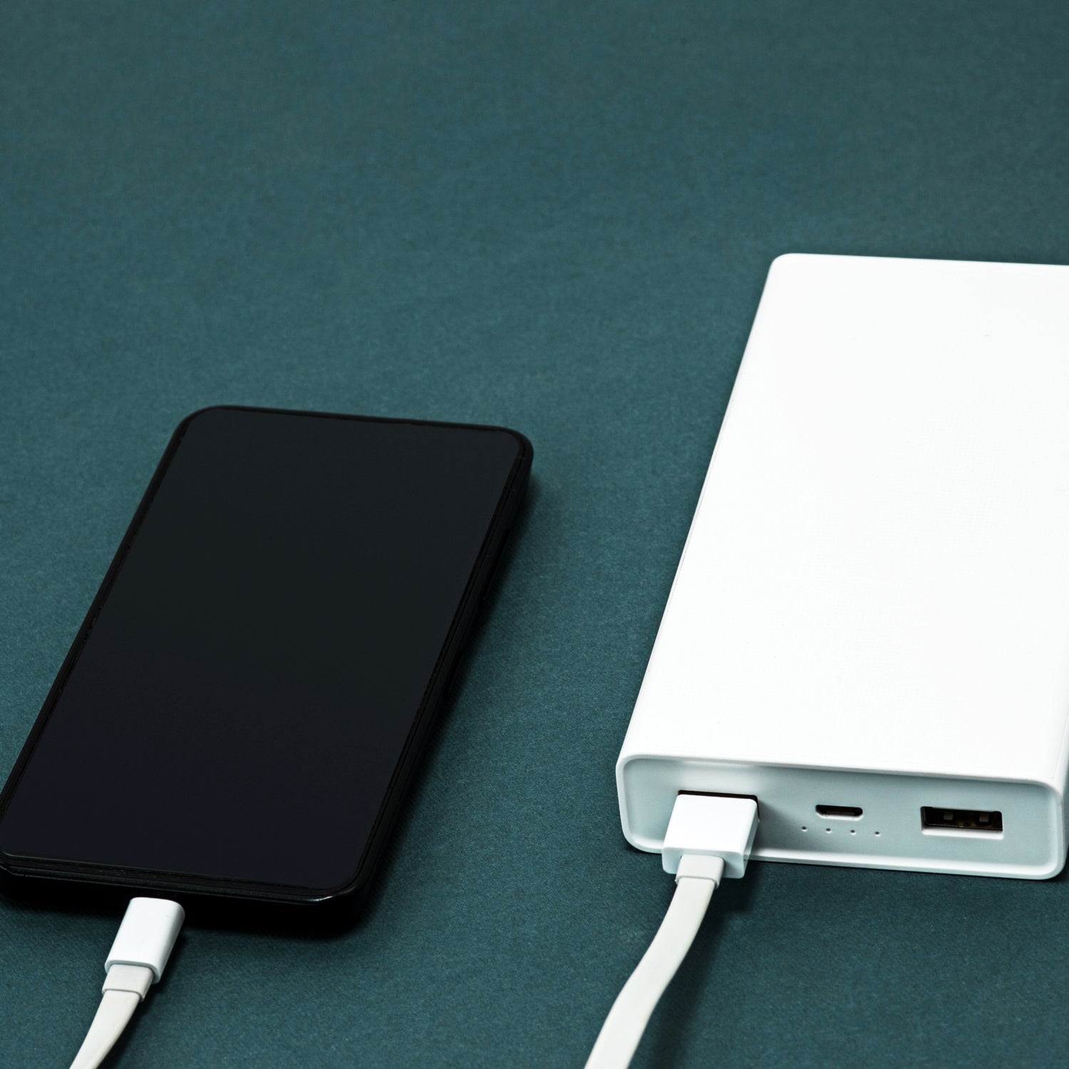 Power bank charging cable with micro USB connector.