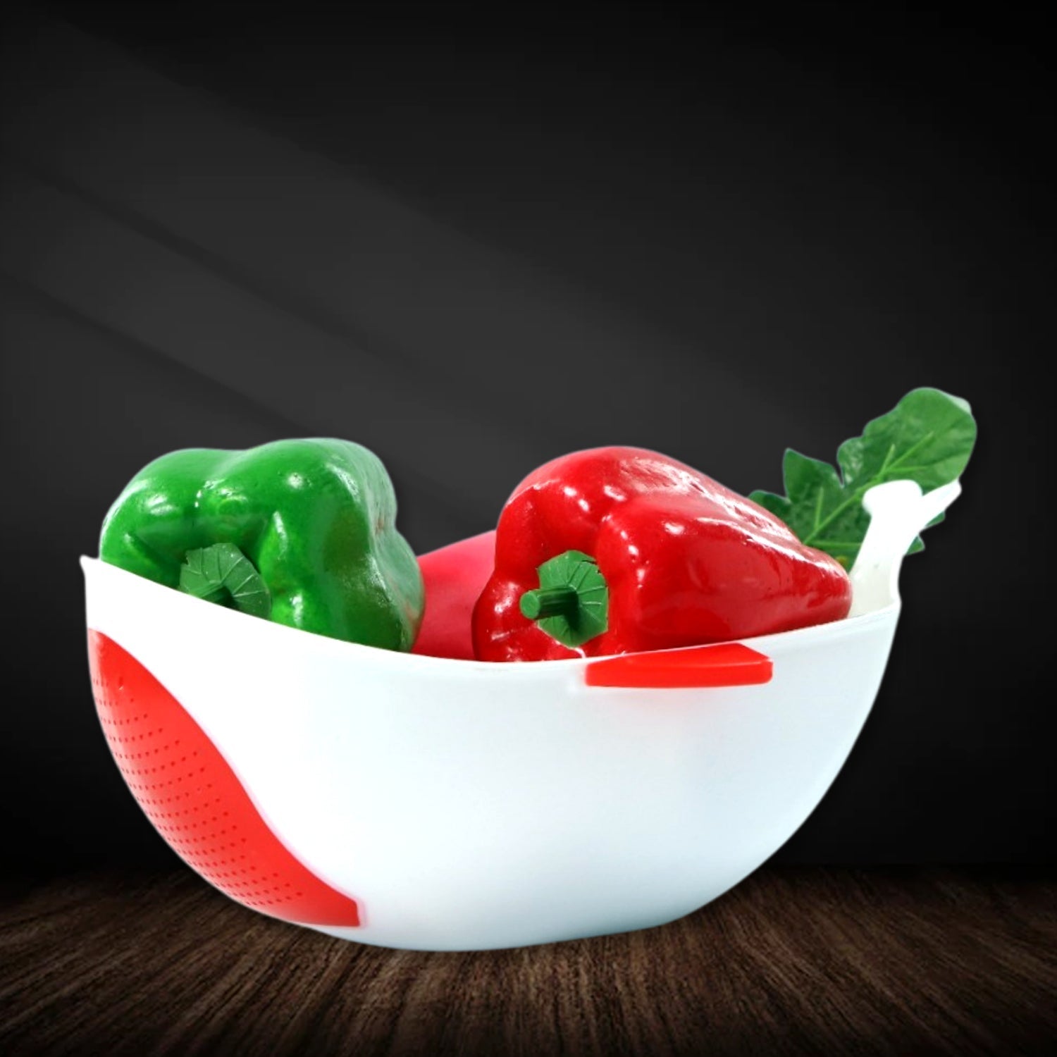 Plastic washing bowl with strainer for pasta and vegetables