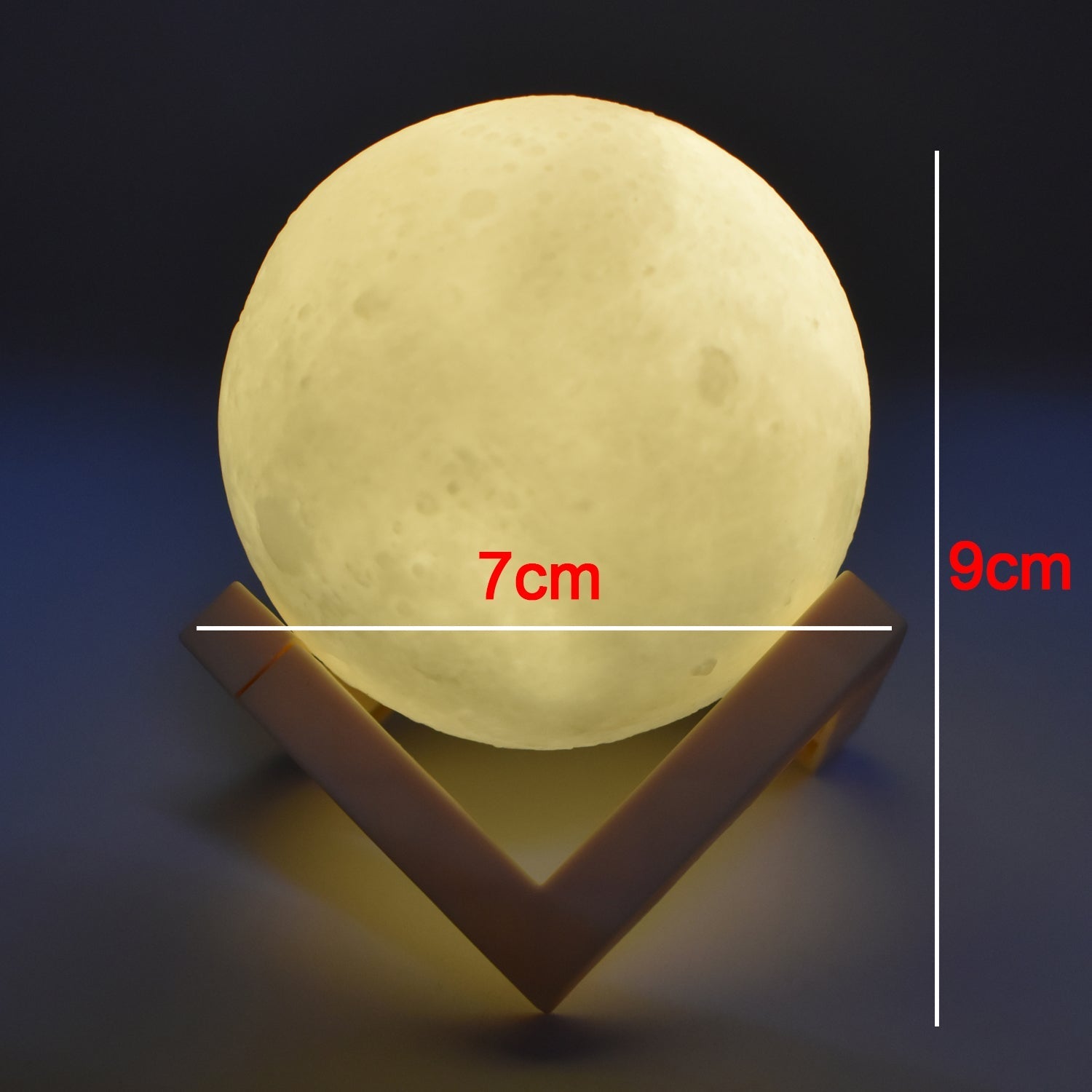 Realistic 3D moon lamp with touch-sensitive brightness control