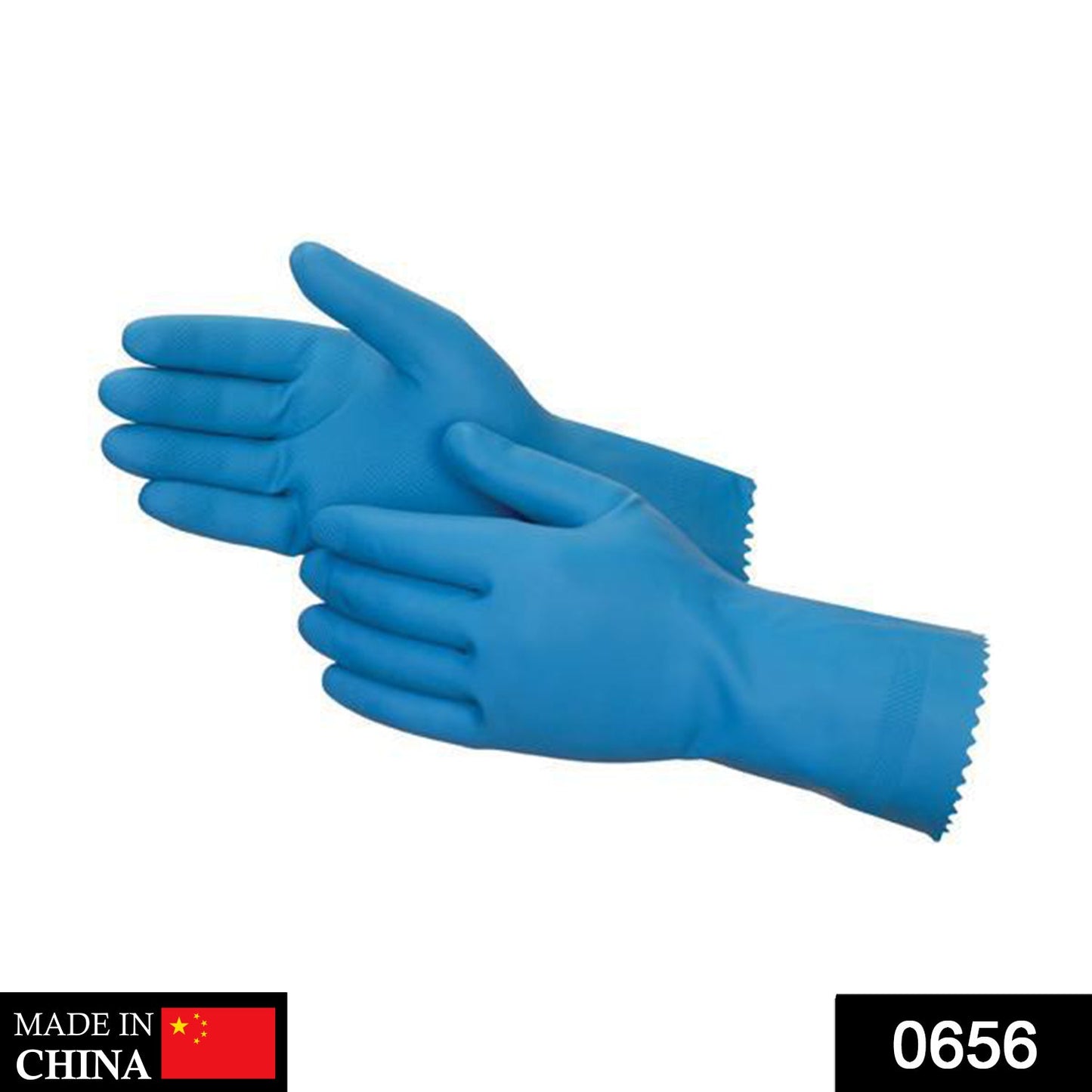 Blue gloves with rubber for cutting tasks