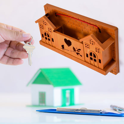 Wooden hooks for organizing keys.