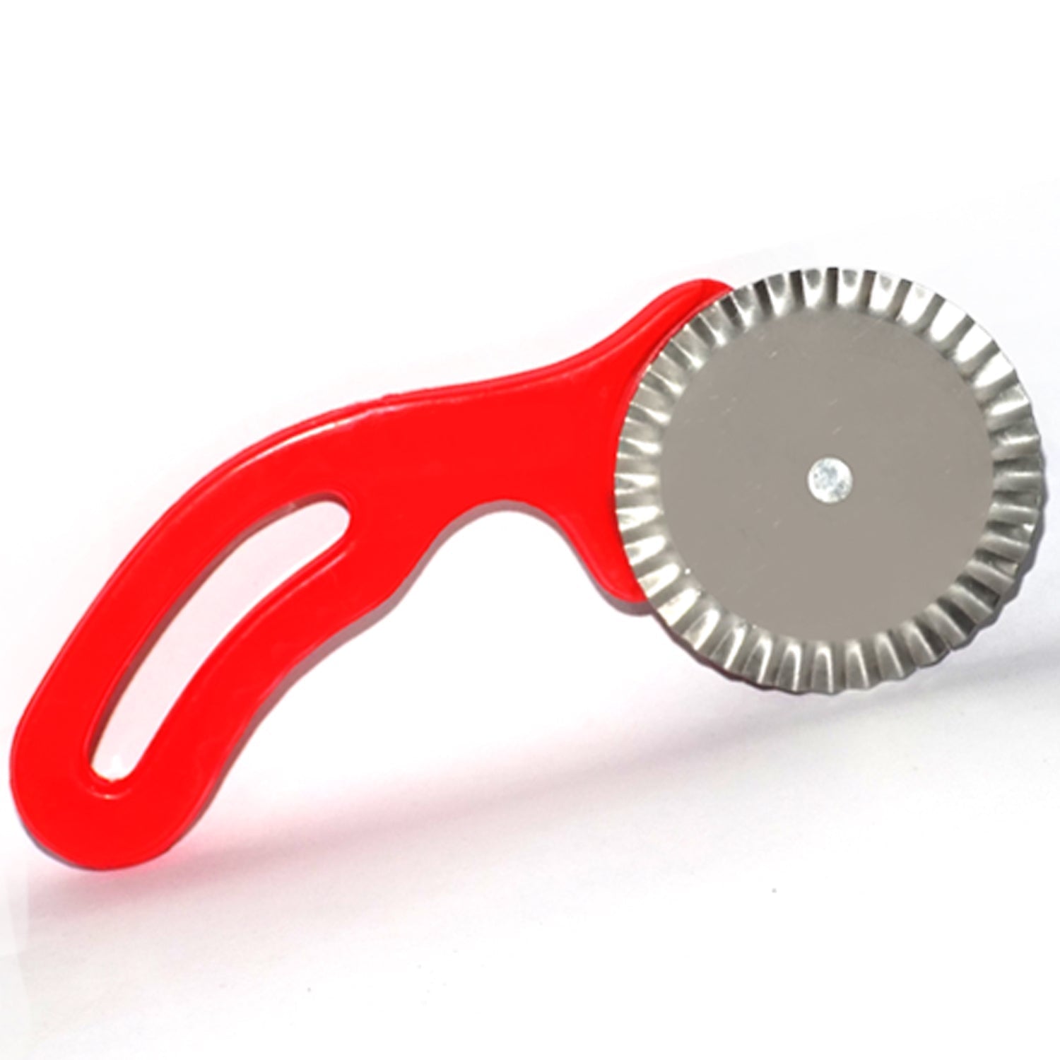 Curly pizza cutter for slicing pastries and sandwiches.