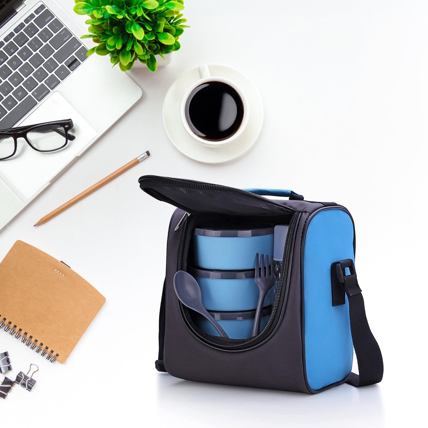 Lunch box with fabric bag for office and school