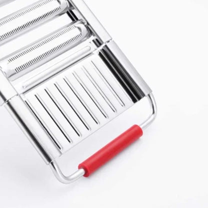 Stainless steel kitchen tool for grating and slicing