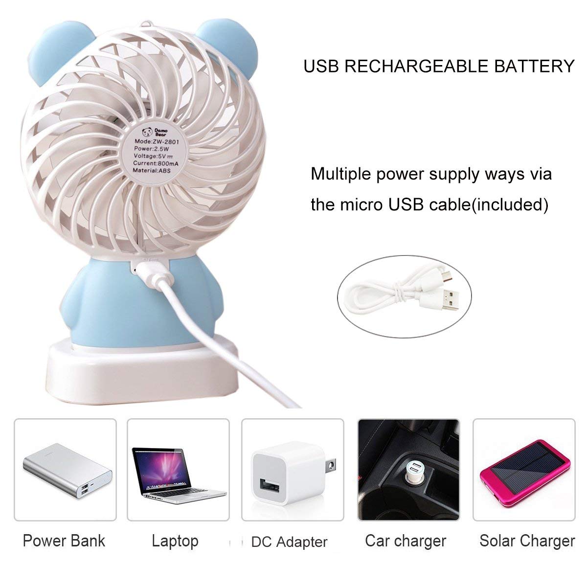 Compact fan with LED light