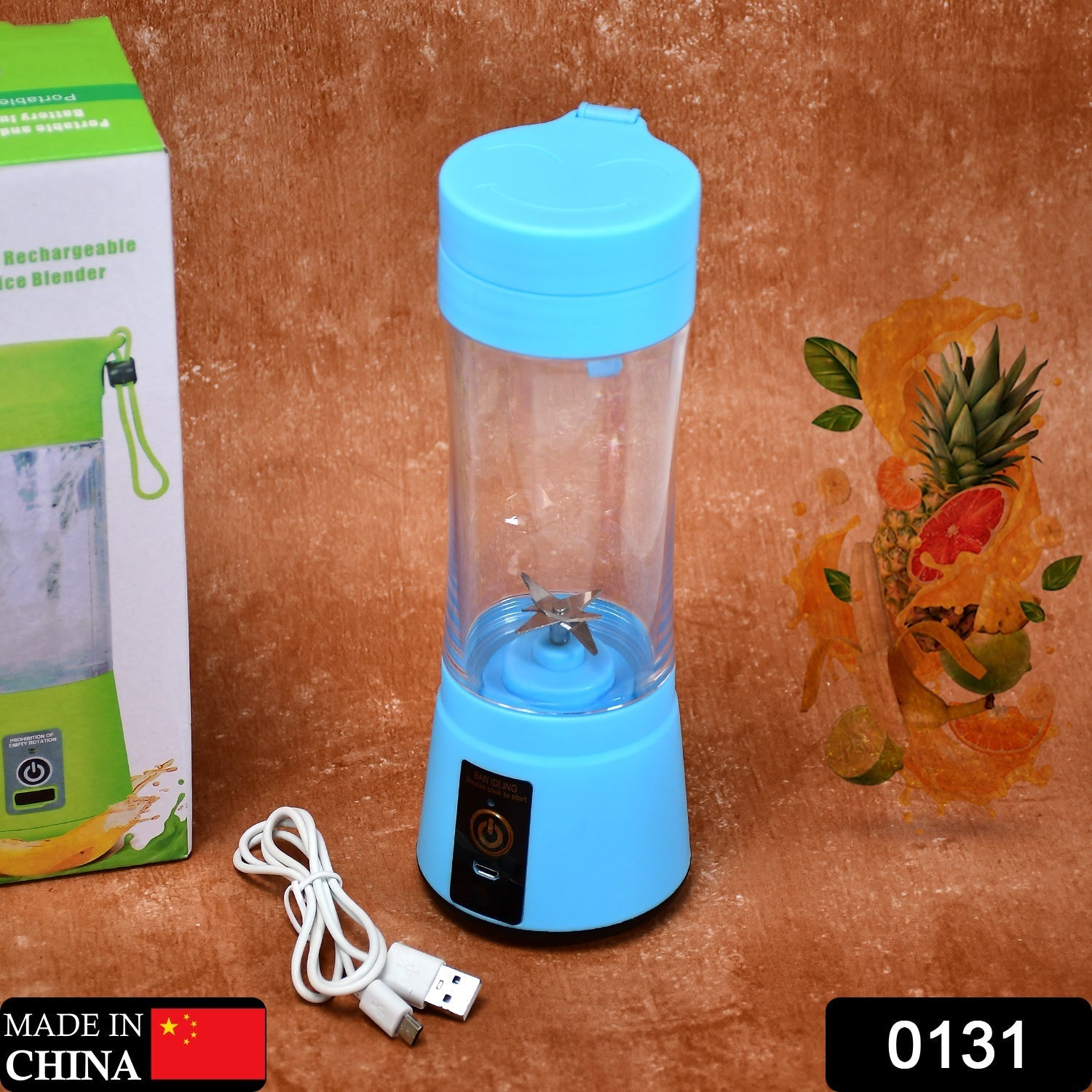 USB rechargeable fruit juice maker for smoothies and shakes.