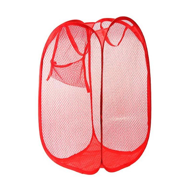 Foldable mesh laundry hamper basket