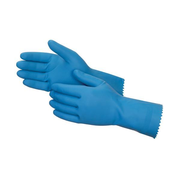 Blue rubber hand gloves for cutting