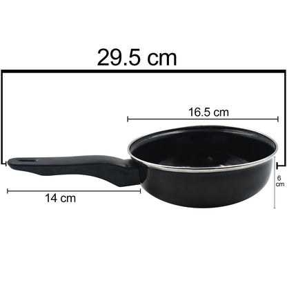 Durable non-stick fry pan for gas cooktops, without lid