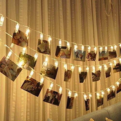 LED garland with clips for photos and decorations.