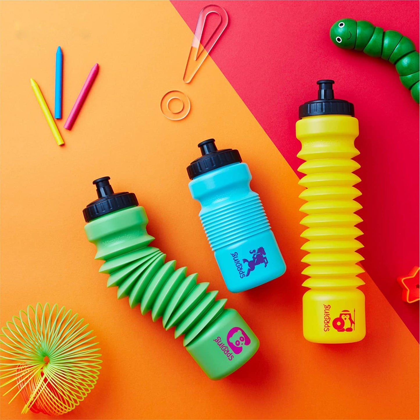 Flexible Pull N Stretch bottle, ideal for storing water at school or college.