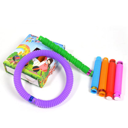 Vibrant pop tubes for fidgeting and sensory play