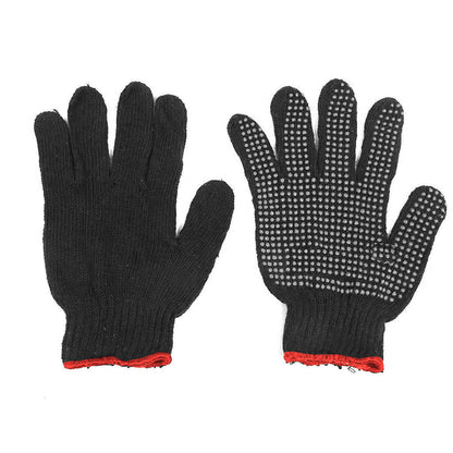 Cotton polyester work gloves with sturdy design.