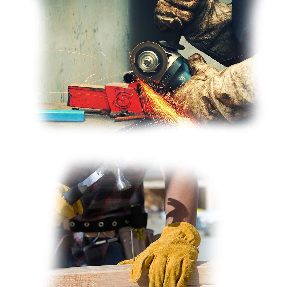 Protective heat-resistant welding gloves.