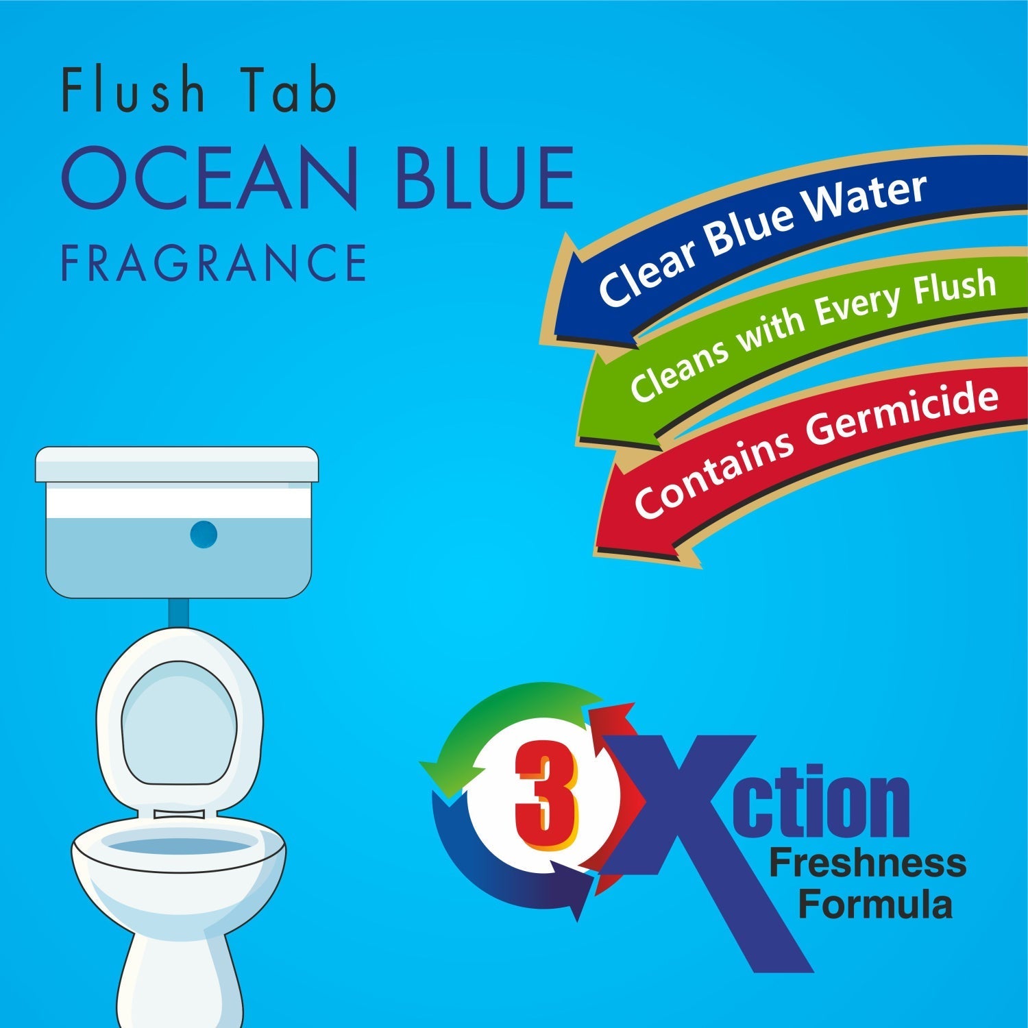 Ocean blue toilet flush tabs for 100-gram cleaning