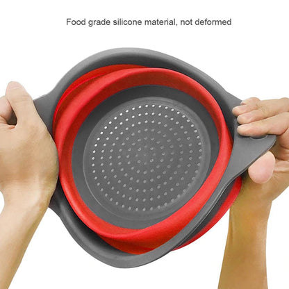 Handy silicone strainer for kitchen tasks.