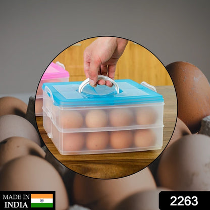 24-grid egg storage box with a double-layer design, perfect for fridge storage