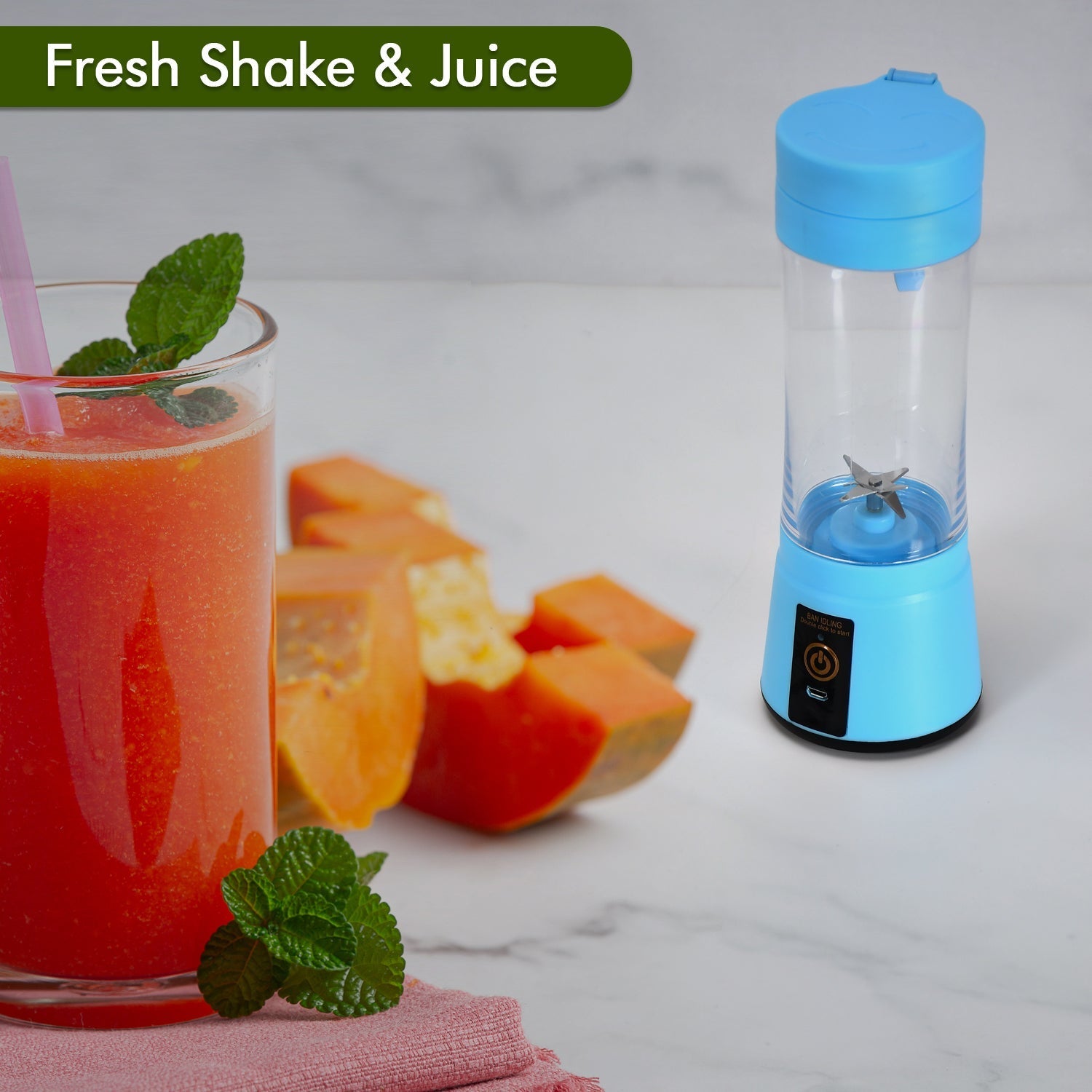 Portable juicer with lightweight design for travel.