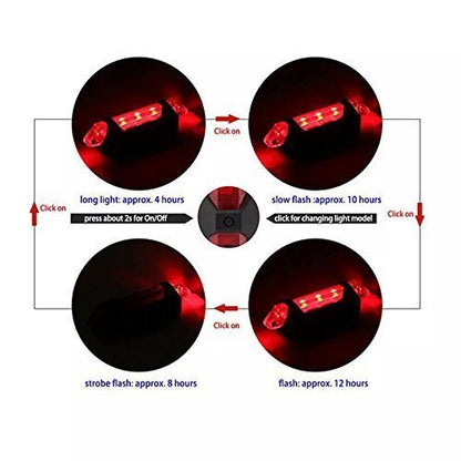 Durable red front LED light for bicycles with waterproof features.