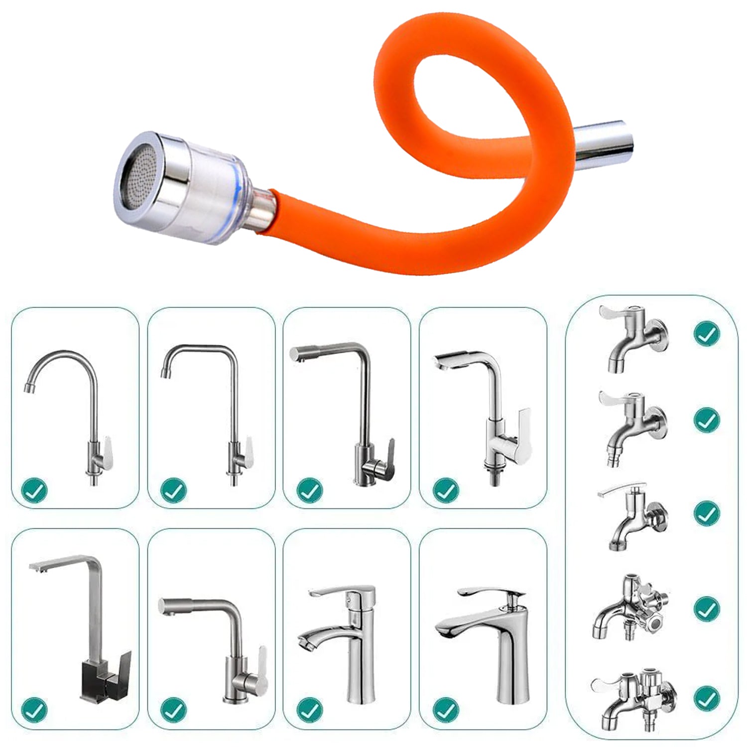 Flexible tap extender for various faucets