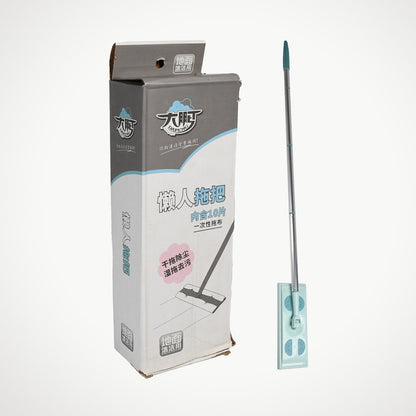 Flat mop with spin mechanism for efficient cleaning