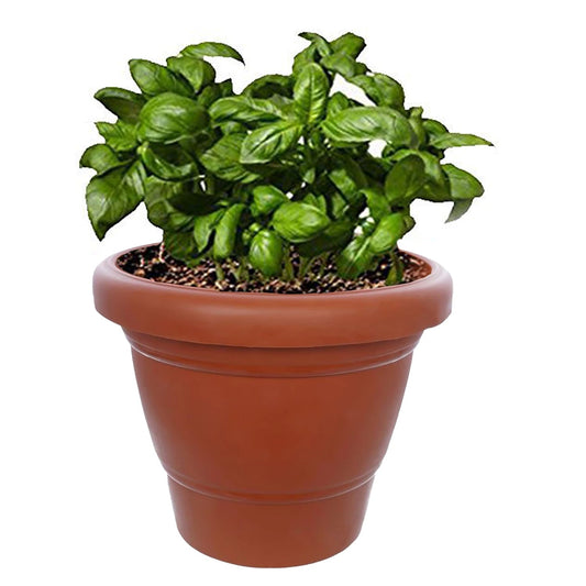 Brown heavy-duty plastic planter pot 6-inch small size