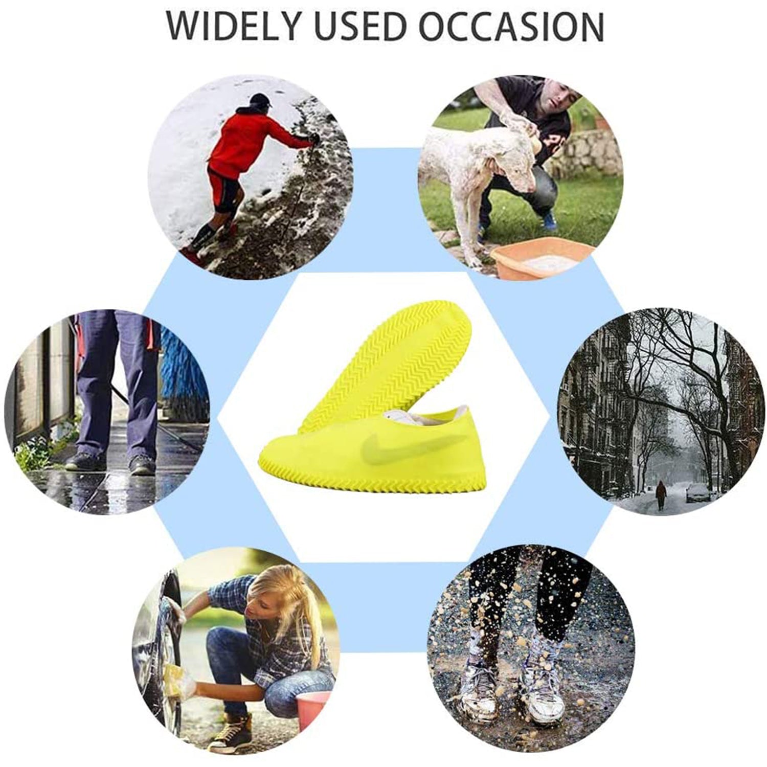 Anti-skid and reusable rain boot covers in mixed colors