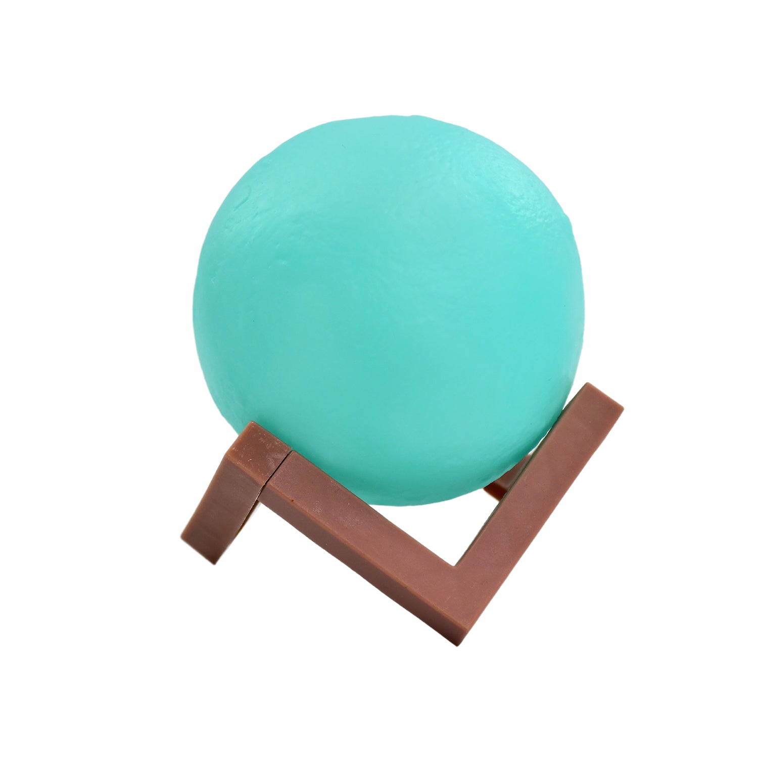 Wooden stand moon lamp with a blue light for bedroom ambiance.