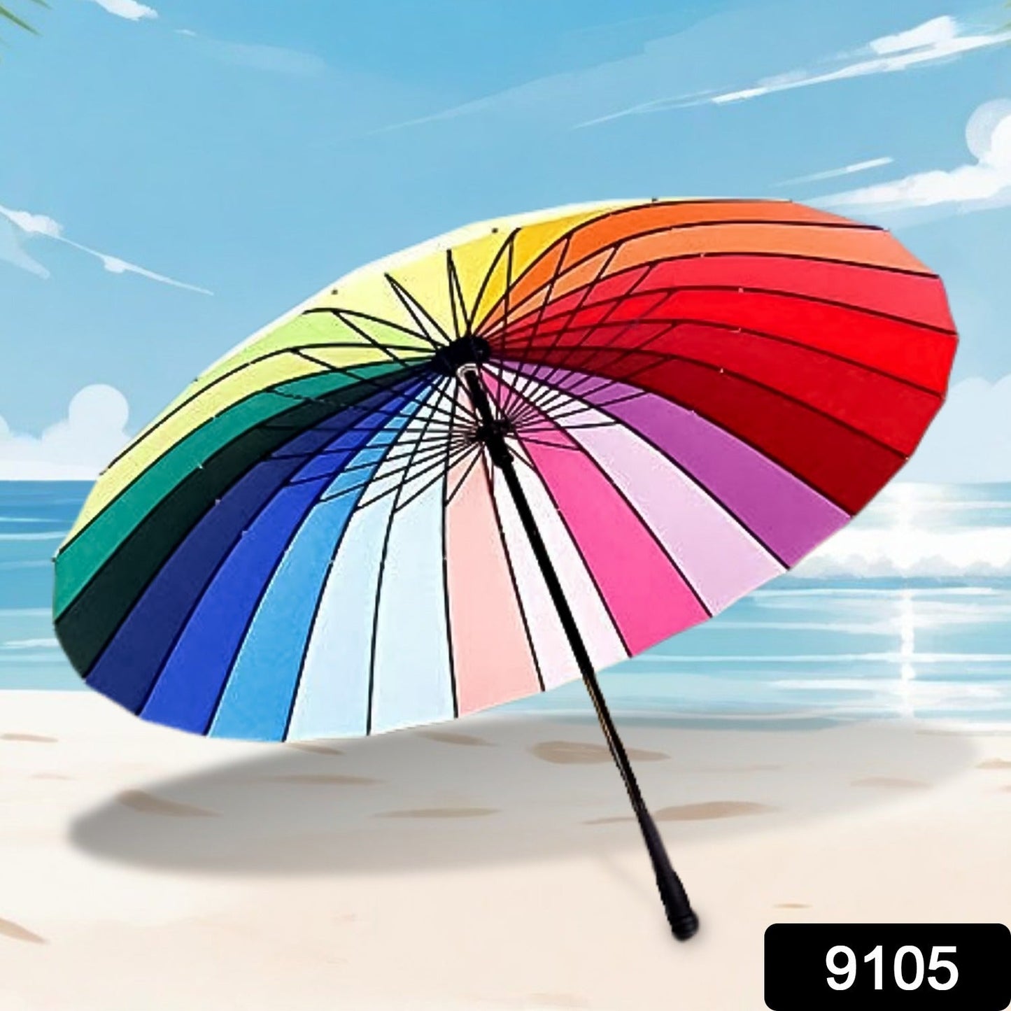 Colorful rainbow umbrella for rain protection