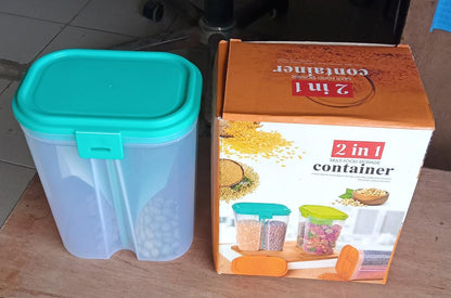 Food grain container with sections and box