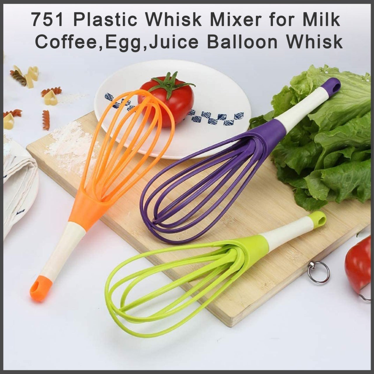 Balloon whisk mixer made from plastic, suitable for milk, coffee, eggs, and juice.