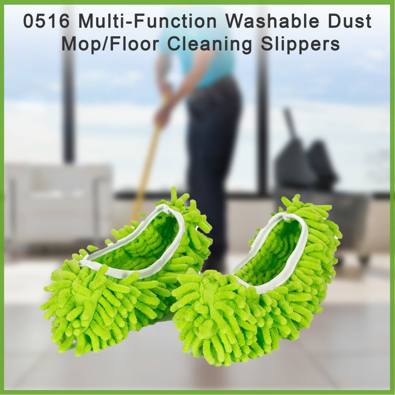 Floor cleaning slippers with mop features, washable and convenient.