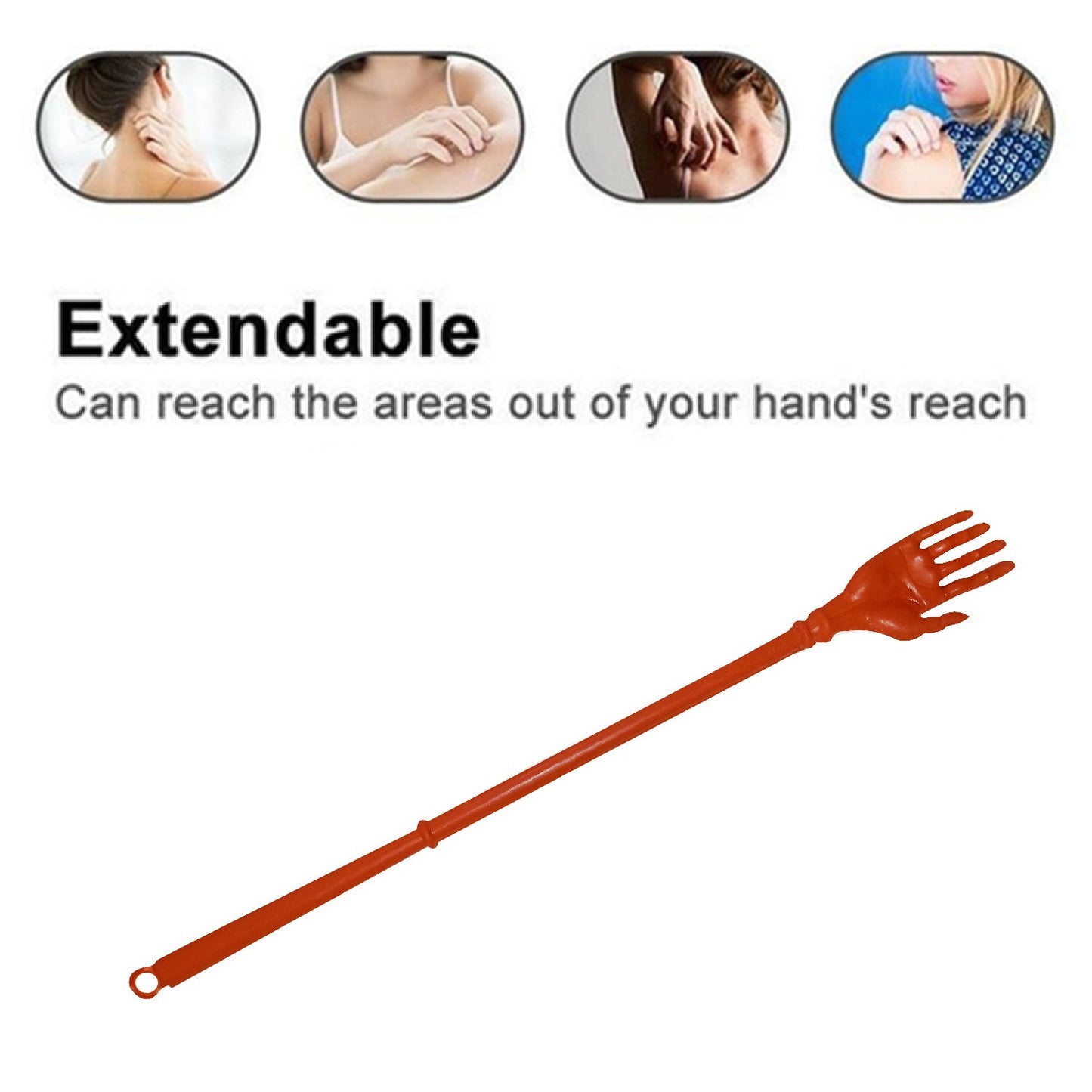 Itch relief back scratcher stick, plastic material.