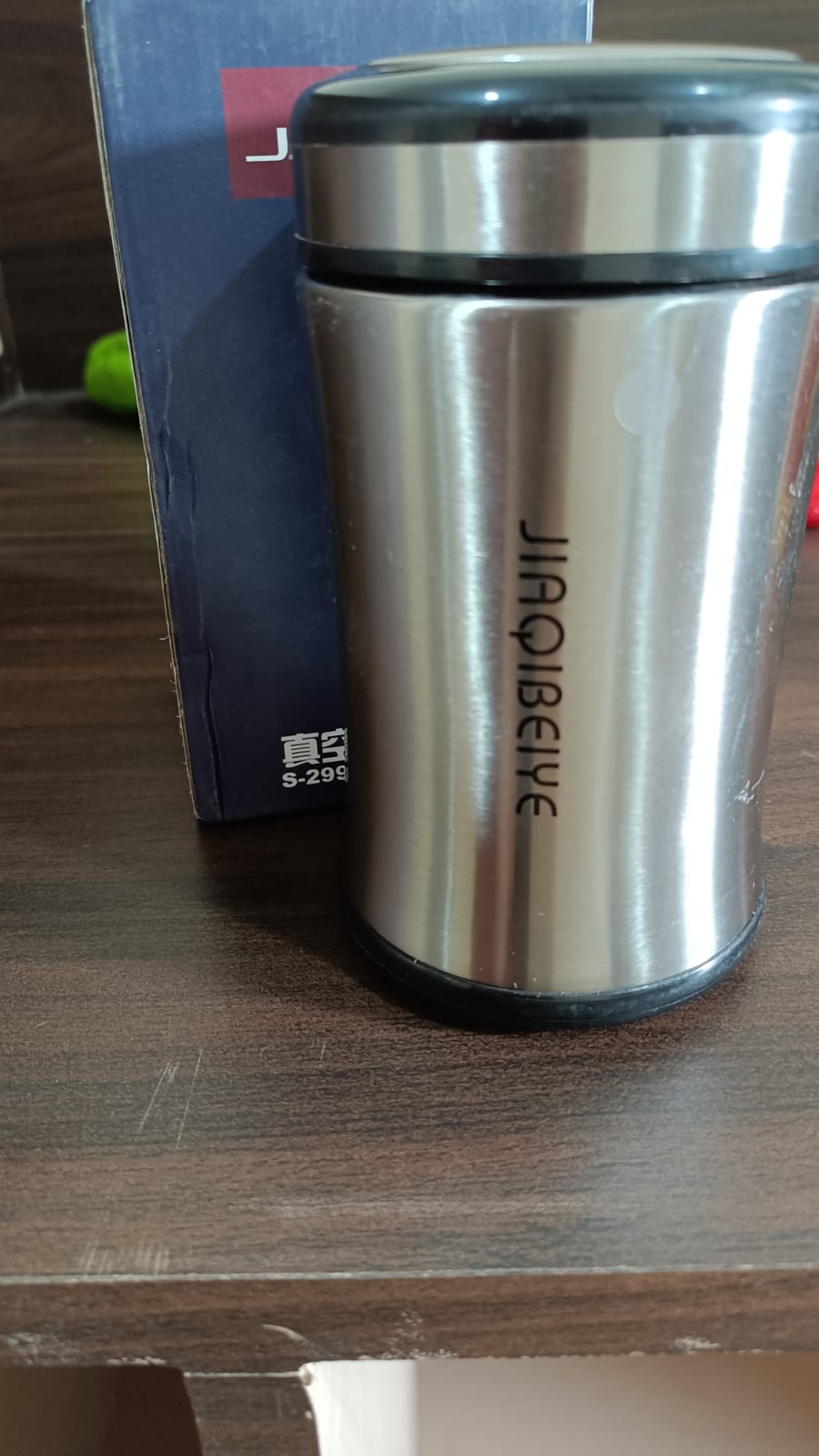 Durable stainless steel bottle with sleek look.