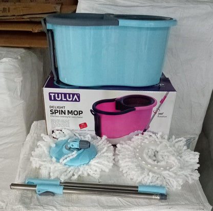 Spin mop with bucket and easy-to-use wheels.