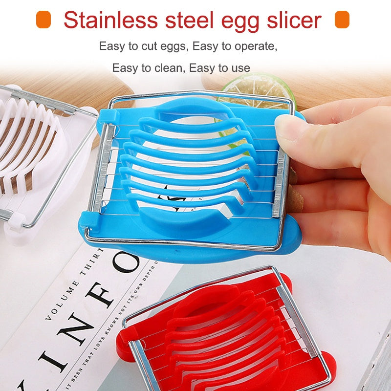 Plastic egg slicer with stainless steel wires for efficient cutting