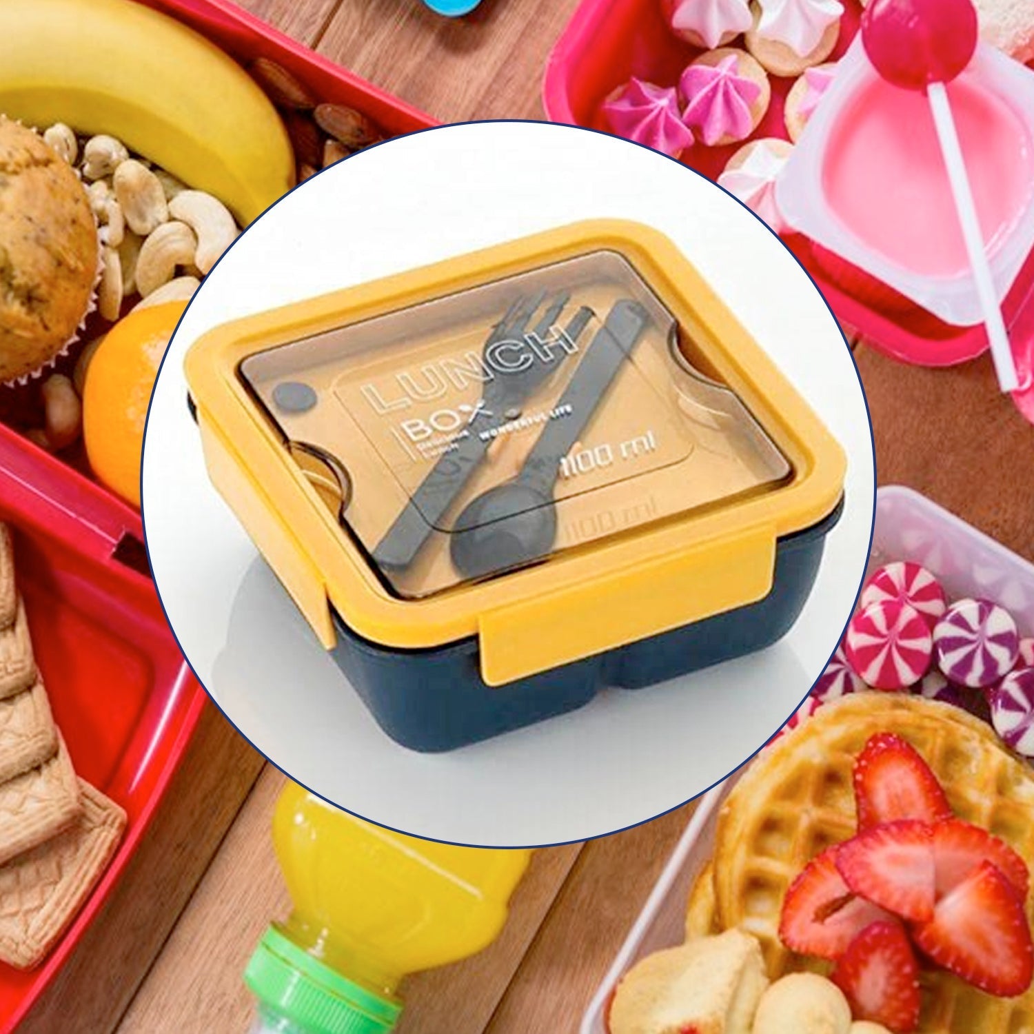 Lunch box with fork and spoon