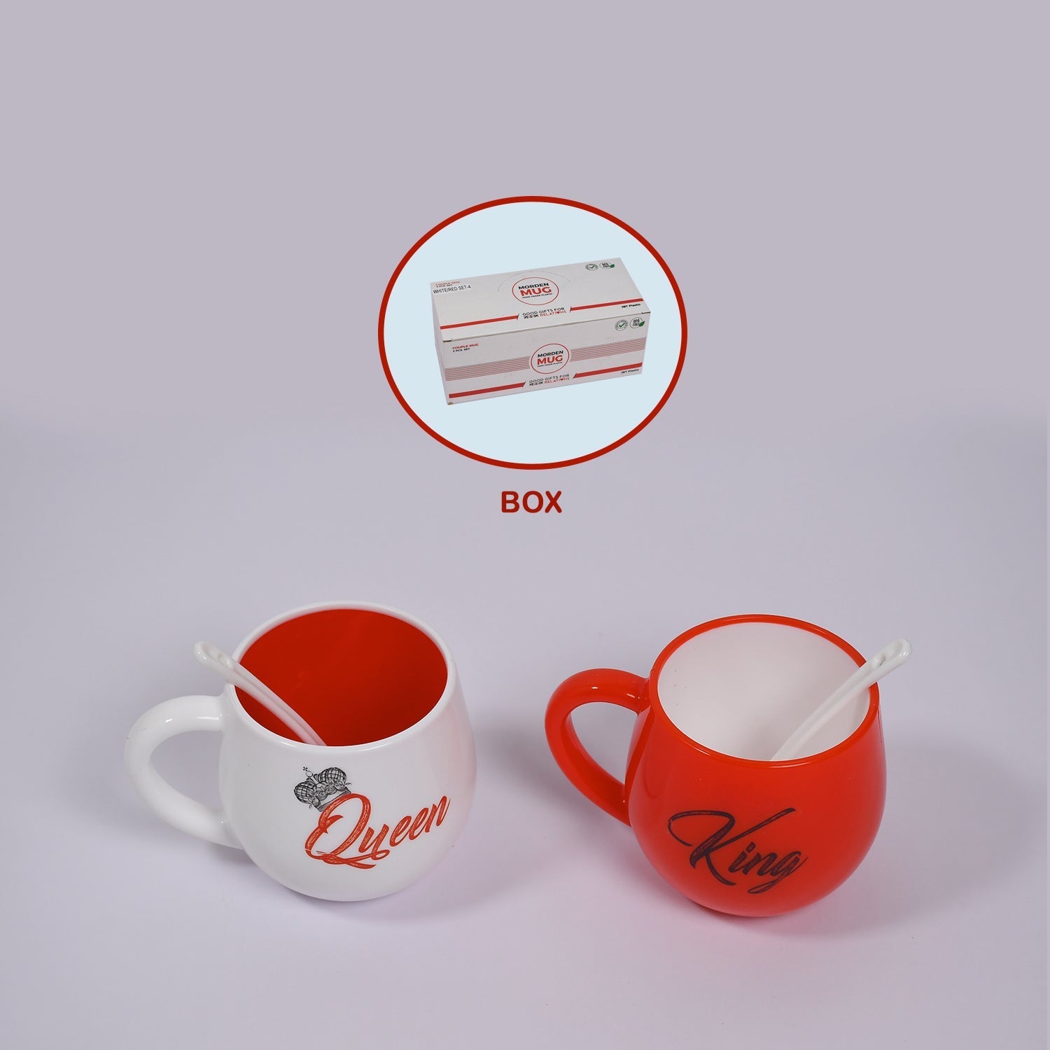 Couple mugs with King and Queen design