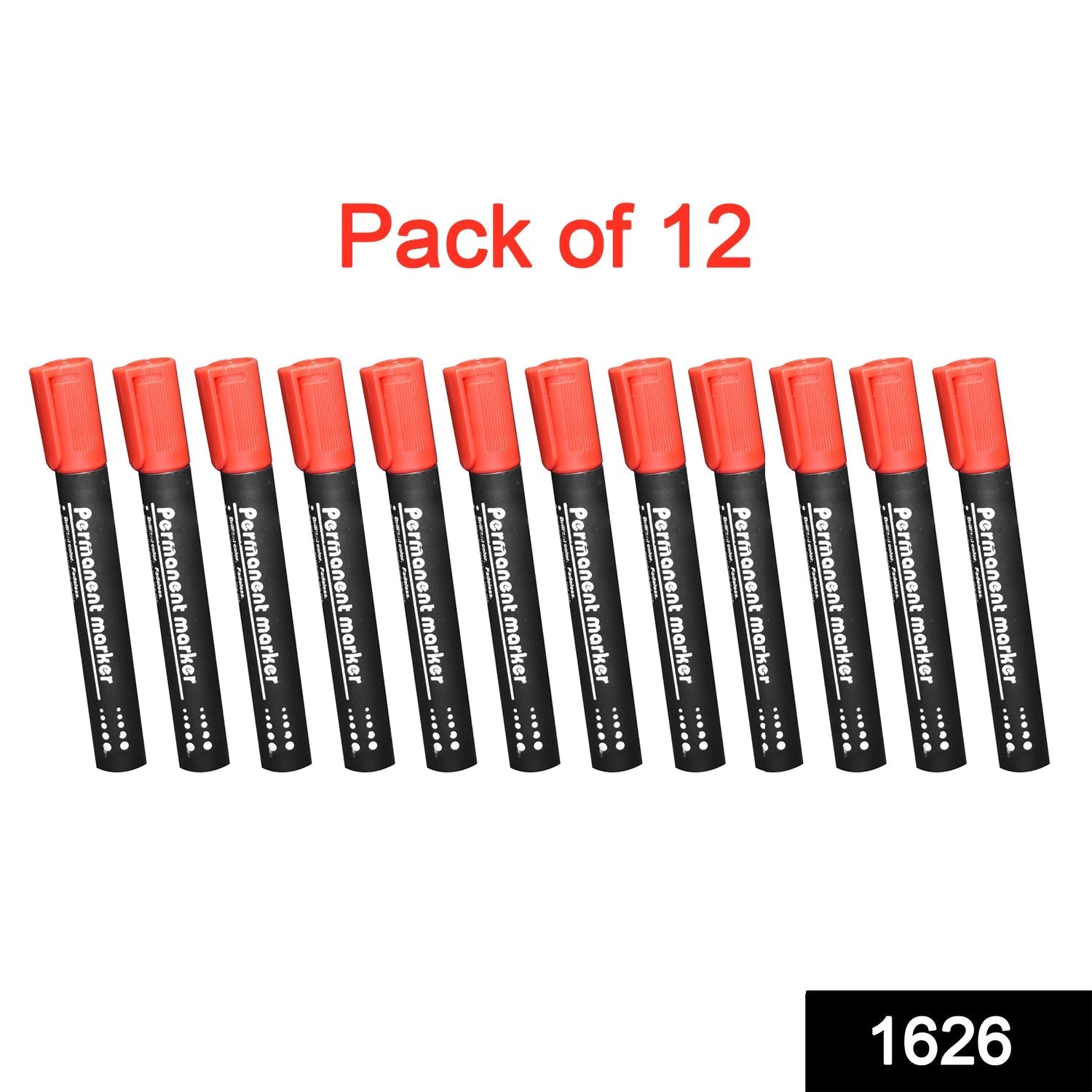 Pack of 12 red whiteboard markers with fine tips